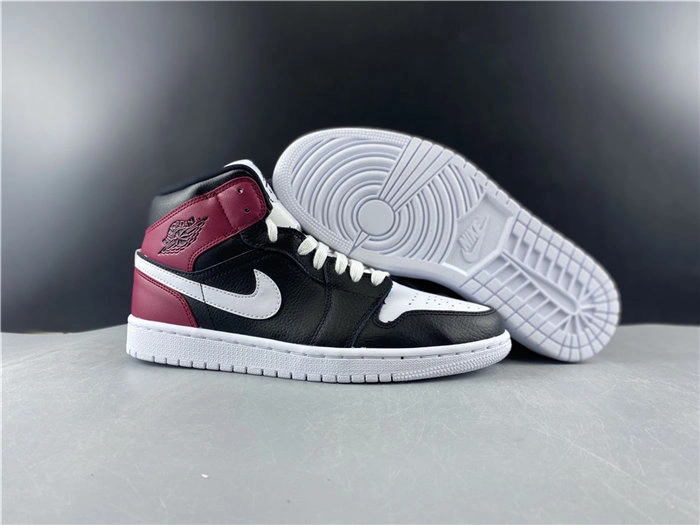 Contemporary Jordan1 Mid Black Noble Red BQ6472- 3734