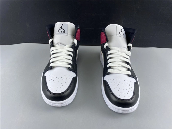 Contemporary Jordan1 Mid Black Noble Red BQ6472- 3734