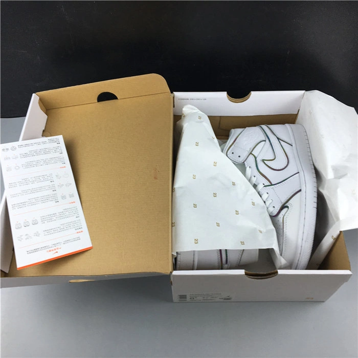 Jordan1 Mid Iridescent Reflective White CK6587- QuickDry 3763