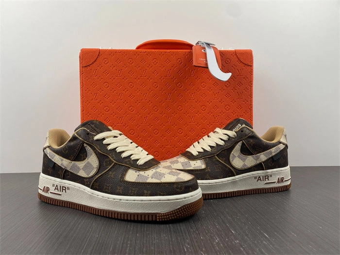 EasyCare Nike Air Force 1 Low LV Monogram Brown Damier Azur 5160