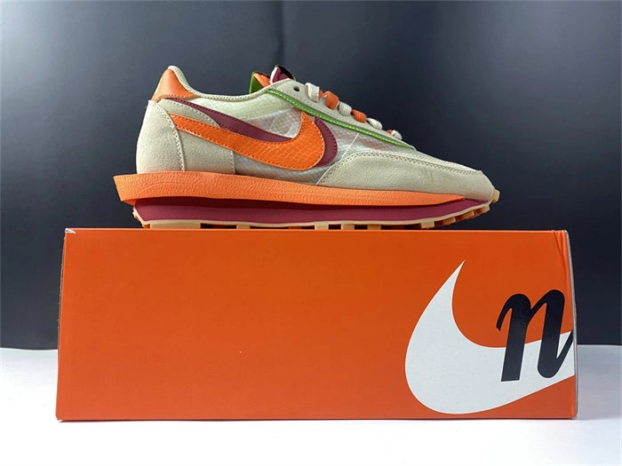 Stretchable Nike LD Waffle sacai CLOT Kiss of Death Net Orange Blaze 5232